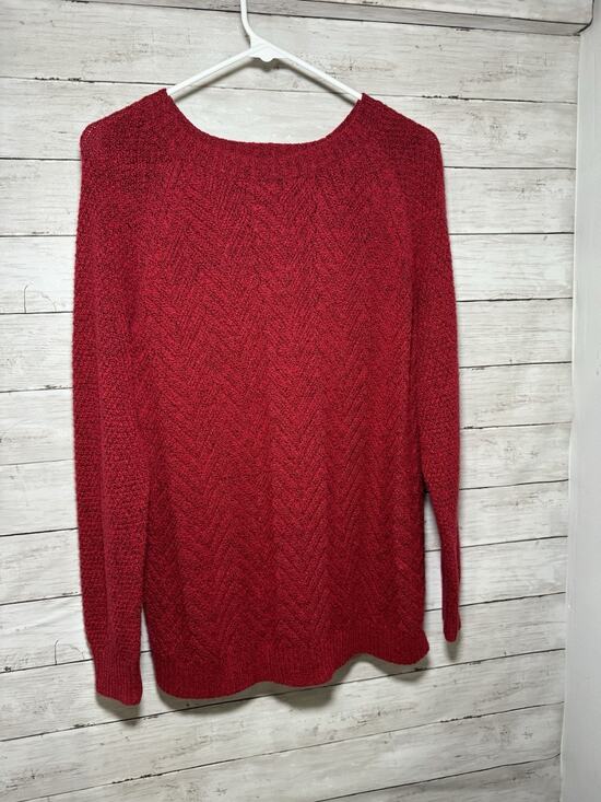 Sonoma Sweaters - Sonoma Women's Red Long Sleeve V-Neck Sweater Size L Cotton Blend Pullover Knit